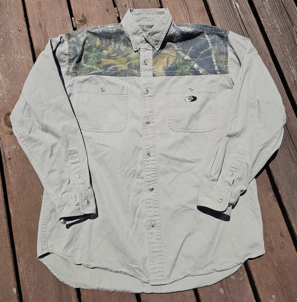 Mossy Oak Sportswear Vintage Hunting Shooting Shirt Camo Long Sleeve Large Hunt